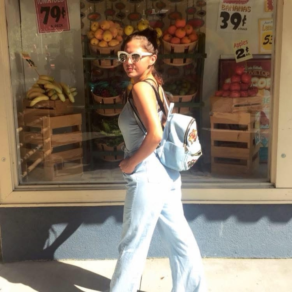 Jondie Light Blue Denim Jumpsuit with Double Spaghetti Straps